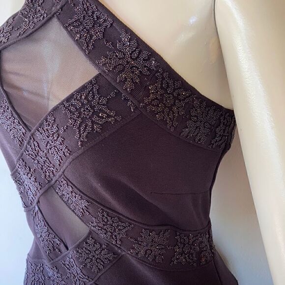 CACHE Stretch sleeveless cut out mesh maxi evening dress beaded comfy brown 8 - Picture 5 of 16